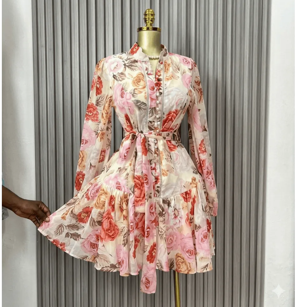Robe Floral Chic avec Ceinture Intégrée - Taille S