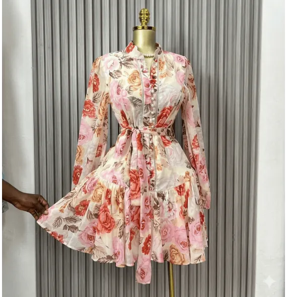 Robe Floral Chic avec Ceinture Intégrée - Taille S