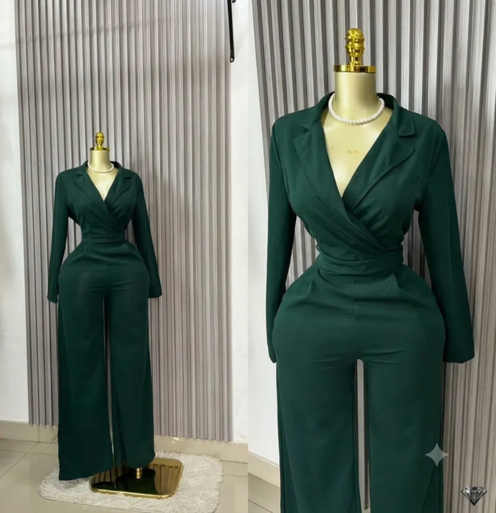 Longue Combinaison Stretch Élégante - Vert Émeraude - Tailles M/L