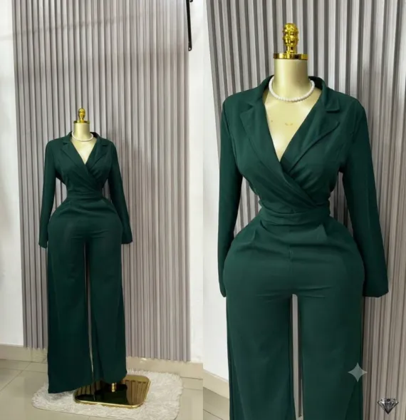 Longue Combinaison Stretch Élégante - Vert Émeraude - Tailles M/L